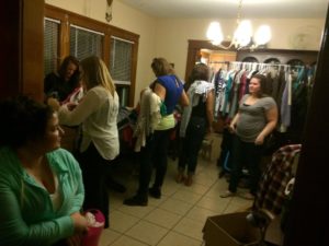 Clothing swap party guests