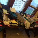 Clothing swap party table