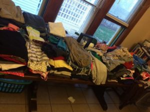 Clothing swap party table