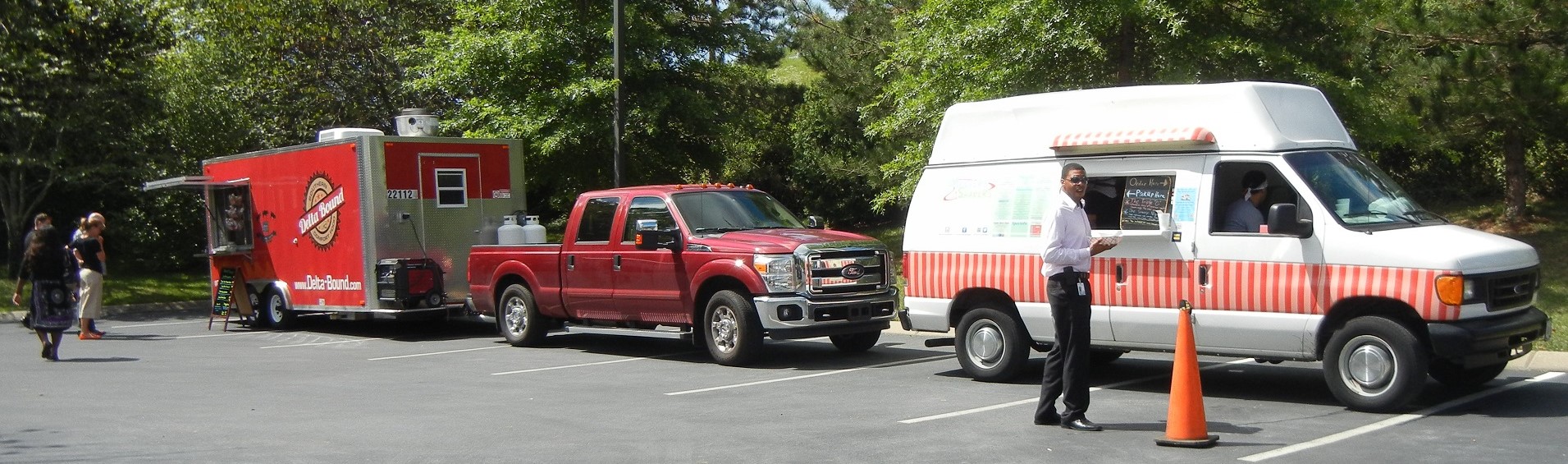 Food trucks in parking lot