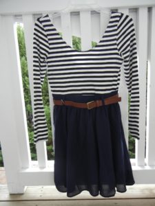 Navy striped dress [front] | Christina's Best Life